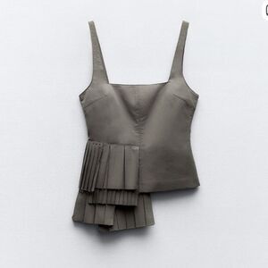 NEW ZARA Gray Tier Ruffle Tank Top